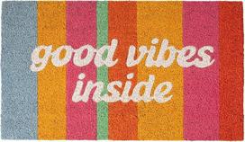 FISURA Good Vibes Inside Coir durų kilimėlis su PVC neslystančiu pagrindu. Rankomis tapytas spalvingas durų kilimėlis su linksma žinute: 70 cm x 40 cm