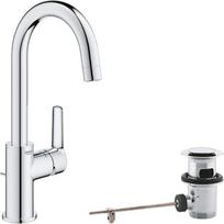 GROHE Start 24203002 Aukštas praustuvo čiaupas, taupantis vandenį (vonios čiaupas, vonios čiaupas su iššokančiu nutekamuoju vamzdžiu, 31 cm aukščio, su įrankiu "3-in-1", lengvai montuojamas ant kriauklės), chromas
