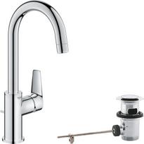 GROHE StartEdge 24201001 Aukštas praustuvo čiaupas, taupantis vandenį (vonios čiaupas, vonios čiaupas su iššokančiu nutekamuoju vamzdžiu, 31 cm aukščio, su įrankiu "3-in-1", lengvai montuojamas ant kriauklės), chromas