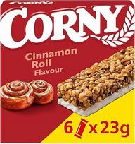 Grūdų batonėlis "Corny Classic Cinnamon Roll" | batonėlis su cinamono pyrago skoniu ir brangiaisiais grūdais | saldus traškus malonumas biurui, mokyklai, universitetui ir kelionėms | daugkartinė pakuotė 6 x 23 g