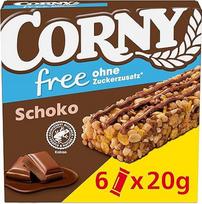 Grūdų batonėlis "Corny Free Chocolate" | Batonėlis su švelniu pienišku šokoladu | Užkandis be pridėtinio cukraus | 68 kcal už batonėlį | 6 x 20 g