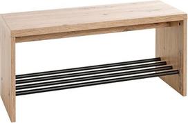 HAKU batų suoliukas ąžuolo šviesiai juoda batų lentyna suoliukas MDF metalas Matmenys Š 80 x V 40 x G 30 cm Stilius: Šiuolaikinis