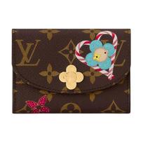 Louis Vuitton Rosalie Letter Logo Snap Closure Leather Wallet Women Wallet Brown Red M12220 Box(Basic Set+Box)