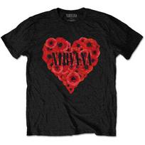 26 Nirvana Poppy Heart Licensed T-Shirt Men's- Unisex T-Shirt XL