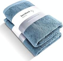 herzbach home Prabangių pirties rankšluosčių rinkinys iš 2 aukščiausios kokybės 100 % medvilnės 80 x 200 cm pilkai mėlynos spalvos