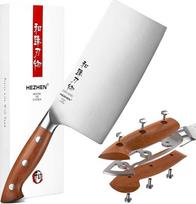 HEZHEN 18 cm pjaustymo peilis, profesionalus kiniškas virėjo peilis, vokiečių plieno aštrus virtuvinis peilis, daržovių ir mėsos pjaustymo peilis, ergonomiška raudonmedžio rankena