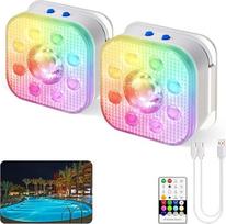 HL baseino apšvietimas Povandeninis apšvietimas su nuotolinio valdymo pulteliu, plaukiojančios RGB baseino šviesos, baseino magnetinis apšvietimas baseinui, tvenkinio apšvietimui, fontanui, tvenkiniui, akvariumui, vakarėlių dekoracijoms, 2 vnt.
