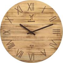 Holzwerk 35 cm Vintage Natural Flamed Wood Radijo bangomis valdomas sieninis laikrodis Medinis laikrodis Vintage radijo bangomis valdomas laikrodis Tylus rudas beveik tylus Retro kaimiškas medžio masyvo natūralus laikrodis Romėniški skaitmenys