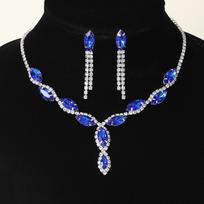 Luxurious Cross-border Jewelry Set: Chic Earrings & Necklace Duo mėlyna