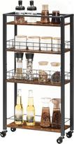 HOOBRO 4 pakopų riedantis krepšelis "Recess Shelf" riedantis krepšelis "Slim" virtuvės krepšelis su krepšeliais, skirtas virtuvei, vonios kambariui, valgomajam, skalbyklai, kaimiškai rudos ir juodos spalvos EBF17TC01