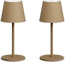 Įkraunama akumuliatorinė LED stalinė lempa "Khaki 26 cm", 5000 mAh akumuliatorinė stovyklavimo lempa, 3 W 3000 K belaidė stalinė lempa, IP54 lauko stalinė lempa restoranui, miegamajam, sodui, biurui (2 vnt.)