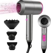 Ionen Föhn AC-Motor Haartrockner, Schnelltrocknen Hair Dryer, Profi Fön mit Kaltlufttaste, 3 Temperaturstufen, 2 Gebläsestufen, 3 Stylingdüsen & Diffusor