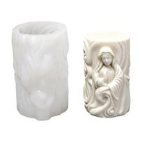 Flexible Silicone Mold Embossed Cylinder Candle Molds Scented Soap Making Mould Handmade Desk Ornament Mould 1