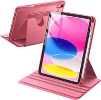JETech sukamas dėklas "iPad" (A16) 11/10 kartos (2025/2022) su pieštuko laikikliu, 360 laipsnių kampu besisukantis apsauginis dėklas su permatoma nugarėle, automatinio budėjimo/užmigimo funkcija (rožinis)