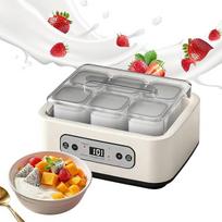 Jogurto gaminimo aparatas su 6 stikliniais puodeliais, po 250 ml, reguliuojama temperatūra ir laikas, naminio jogurto, duonos rauginimo, be BPA, 20 W