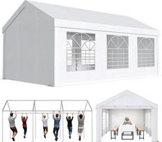 JUMMICO pavėsinė Šalis palapinė 3 x 6 Neperšlampama stabili PE brezentas 450 N 170 g Sodo palapinė UV apsauga 50+ Palapinė Marquee Alaus palapinė Sodo pavėsinė sodui, vakarėliui, festivaliui, vestuvėms, balta