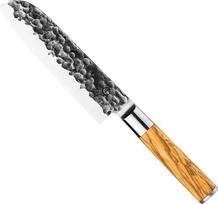 Kaltinis alyvuogių peilis "Santoku" 18 cm rankų darbo medinėje dėžutėje