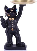 Katės dubenėlis Juokinga katės statulėlė su padėklo dekoracija ir moderniu raktų laikikliu įėjimo stalui Butler Hipopotamas Buldogas Cool Statulos