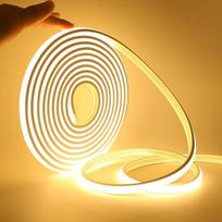 KISUFU 230 V COB neoninė LED juosta, 288 šviesos diodų/m, atspari vandeniui IP65, pjaunama kas 50 cm, 220 V LED šviesos juosta su įjungimo / išjungimo jungikliu, skirta virtuvei, vonios kambariui, darbo stalui, lauko apdailai, šiltai balta, 10 m