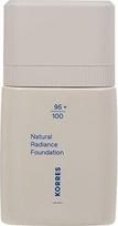 KORRES Natural Radiance Foundation Light 01, vidutinio dengiamumo, atskleidžia natūralų odos spindesį, šiek tiek kreminės tekstūros, su bijūnų žiedų ekstraktu, veganiškas, 30 ml
