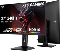 KTC žaidimų monitorius 240Hz 27 colių | FHD@240Hz | Reguliuojamas stovas | Greitas IPS skydelis | 1 ms reakcijos laikas (MPRT) | 350 cd/㎡ ryškumas, HDR | Adaptyvioji sinchronizacija | 97 % DCI-P3, 99 % sRGB, ΔE