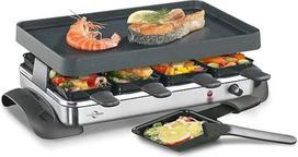 Küchenprofi GRANDE8 Raclette nerūdijančio plieno raketė 8 asmenims, 1200 W, 47 x 24,5 x 13,5 cm, nesvylanti kepsninės plokštė, 8 mediniai Raclette grandikliai, nuolat reguliuojama temperatūra, juodos spalvos
