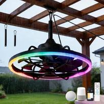 KZT lauko RGB lubų ventiliatorius su apšvietimu ir nuotolinio valdymo pultu, IP65 vandeniui atsparus šviestuvas su ventiliatoriumi sodui, terasai, reguliuojamas lubų ventiliatorius su apšvietimu gyvenamajam kambariui, restoranui, ventiliatoriaus šviesa