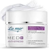 La mer MED+ Anti-Stress Rich Night Cream - veido kremas su vitaminais A ir E bei taukmedžio sviestu - apsaugo nuo žalingo aplinkos poveikio - skirtas įtemptai ir sudirgusiai odai - 50 ml