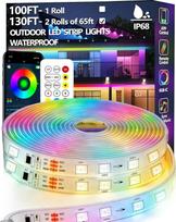 Lauko LED juosta IP68 atspari vandeniui, RGB+IC virvės žibintai su programėle / nuotoliniu valdymu, muzikos sinchronizavimo šviesa balkonams, terasoms, stogams, sodams, baseinams (40 m IP68 LED žibintai)