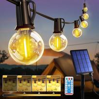 Lauko saulės pasakų žibintai, 15 m, 25 + 3 LED lemputės, lauko pasakų žibintai su 3600 mAh akumuliatoriumi, IP44 atsparūs vandeniui, 8 režimai, nuotolinio valdymo pultas ir laikmatis, saulės pasakų žibintai sodui, balkonui, kiemui, vestuvėms
