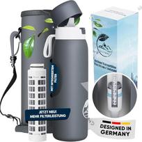Lauko vandens filtro butelis 740 ml nerūdijančio plieno 1500 L filtro talpa pašalina 99,9999 % bakterijų virusų PFAS sunkiųjų metalų mikroplastiko avarinis vandens filtras išgyvenimui, kelionėms, stovyklavimui