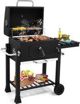 LEADZM medžio anglių kepsninė su sulankstomu šoniniu staliuku ir ratukais, tvirta BBQ kepsninė sodui, terasai ir lauko kepsninėms, 116 × 57 × 108 cm