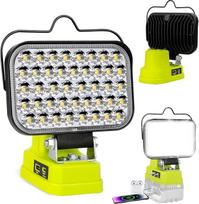 LED akumuliatoriaus lempa, suderinama su 18 V akumuliatoriumi ONE+, 90 W 7000 LM belaidė darbo šviesa, nešiojamasis LED prožektoriaus prožektorius, statybvietės lempa su USB ir C tipo lempa, skirta stovyklavimui, garažams (be akumuliatoriaus)