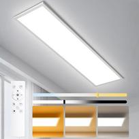 LED lubų šviestuvas 120 x 30 cm - 40 W, 4400 lm - reguliuojamas apšvietimas, 3000 K/4000 K/6500 K, reguliuojama spalvų temperatūra, nemirga - lubų šviestuvas su nuotolinio valdymo pulteliu, naktinė šviesa - idealiai tinka biurui, svetainei, dirbtuvėms
