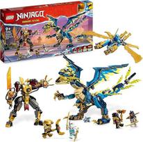 LEGO 71796 "Ninjago" imperatoriškosios mašinos dvikova su elementariuoju drakonu, didelis rinkinys su drakono žaislu, veiksmo figūrėle, nindzės skraidykle ir 6 mini figūrėlėmis, kolekcinė dovana vaikams, berniukams, mergaitėms