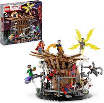LEGO Marvel Spider-Mans Large Showdown - Spider-Man: No Way Home rinkinys su 3 Peterio Parkerio mini figūrėlėmis, taip pat Žaliuoju Goblinu, Elektro, Smėlio žmogumi, Nedu, Daktaru Streindžu ir MJ - Creative Toy 76261