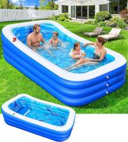 LuxBlue Aufblasbarer Pool Erwachsene, Groß Planschbecken Rechteckig mit Sitzkissen und Rückenlehne, 0.5mm Verdickter Familienpool Aufblasbar XXL, 250 * 160 * 63cm Aufblasbar Schwimmbecken Gartenpool