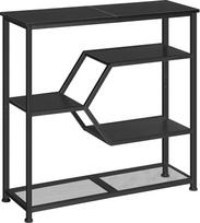 MAHANCRIS ACTHB13101 5 pakopų konsolinis staliukas, siauras šoninis staliukas, 80 cm sofos staliukas, pramoninio stiliaus įėjimo staliukas, metalinis rėmas, skirtas svetainei, prieškambariui, koridoriui, juodas