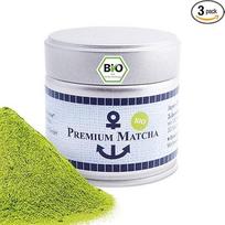 Matchatee Premium Organic iš Japonijos, Ceremonial Grade, be pesticidų, itin smulkūs Matcha milteliai, 3 x 30 g skardinėje, švelni intensyvi žaliosios arbatos natą, tinka Matcha Latte, kokteiliams, Ceremonial Quality