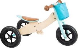 maža pėda Trike Maxi 2 in 1 Turkio spalvos medinis triratukas Trike 3 ir balansinis dviratukas, reguliuojama sėdynė ir gumuotos padangos, 11609