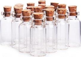 Maži tušti skaidraus stiklo buteliukai su kamštiniu kamščiu, skirti pasidaryk pats, menų amatams, projektams, dekoracijoms, vakarėlių dovanoms - 50 vnt., 2 ml (16 mm * 35 mm)