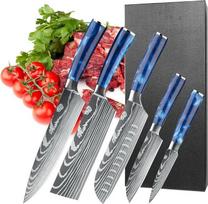 MDHAND peilių rinkinys, 5 dalių daugiafunkcinis virtuvinių peilių rinkinys, itin aštrus virėjo peilių rinkinys, ergonomiška dervos rankena namams ir restoranams