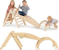 Montessori laipiojimo rėmas - laipiojimo arka - 3 dalys - balansinė lenta vaikams - medinis laipiojimo rėmas - sulankstomas laipiojimo trikampis - vaikų laipiojimo bokštas