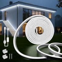 Neoninė LED juosta 10 m, 230 V vandeniui atspari IP65 neoninė LED juosta balta 6000 K LED pasakų žibintai lauke 120 LED/M lanksti "pasidaryk pats" šviesos juosta su maitinimo šaltiniu vidaus lauko apdailai