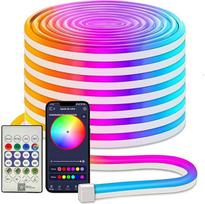 Neoninė LED juosta RGB lanksti 5M IP67 vandeniui atspari spalvinga šviesa "Bluetooth" valdymas mobiliojo telefono išmanioji programėlė ir nuotolinio valdymo pultas vidaus lauko apdaila