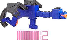 NERF Minecraft Ender Dragon Blaster, 4 strėlių vidinis spaustukas, 12 Elite putplasčio strėlių, įkvėptas Minecraft žaidimo Mob