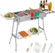 Nerūdijančio plieno BBQ anglių kepsninė Dūmtraukis Grilis Sulankstomas grilis Nešiojamasis kempingas Dvigubo sluoksnio sulankstomas grilis lauko kepimui Kempingas Žygiai Piknikas Nerūdijančio plieno