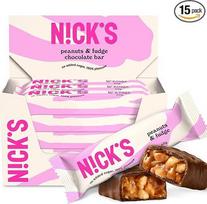 NICKS Keto batonėlis "Peanuts n Fudge", šokoladiniai žemės riešutai su karamele, 175 kalorijų, 4,1 grynųjų angliavandenių, be pridėtinio cukraus, be glitimo, mažai angliavandenių turintys saldumynai (15 x 40 g)