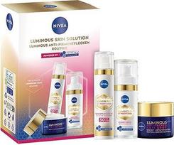 NIVEA LUMINOUS630 veido priežiūros rinkinys, dieninis kremas (50 ml), naktinis kremas (50 ml) ir intensyvus serumas (30 ml) nuo pigmentinių dėmių, priežiūros rinkinys tolygiai ir skaisčiai odai