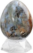 Nupuyai Ocean Jasper Crystal Egg su akrilo stendu Poliruotas akmens kiaušinis Feng Shui Crystal Stone Egg Meditacija Velykų Crystal Egg 401-500g
